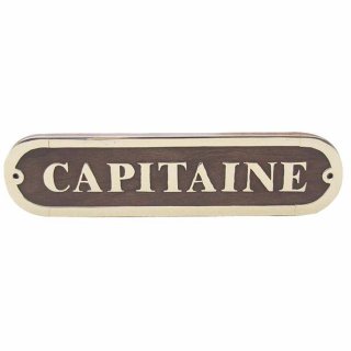 Türschild Messing Edelholz, Capitaine, Maritimes Kabinen...